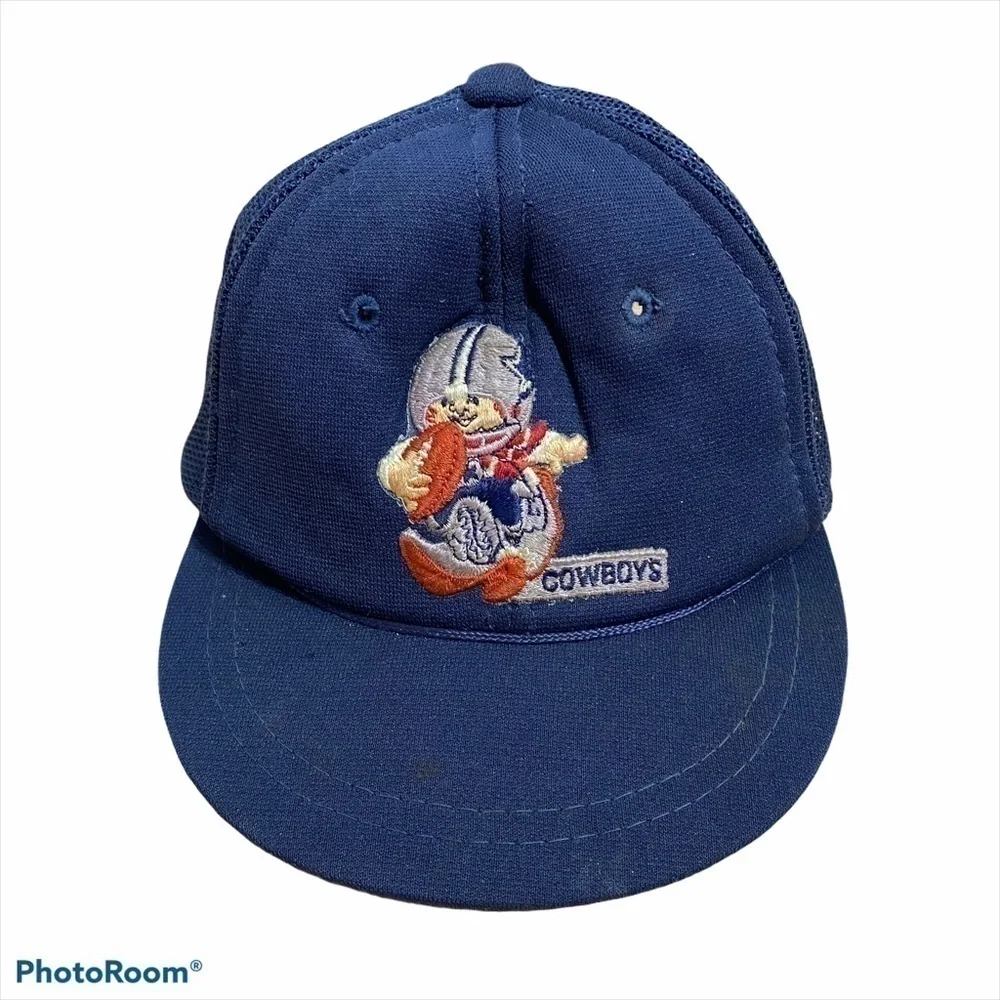 Vintage Dallas Cowboys Mesh Back Hat Kids NFL 90s Football Blue